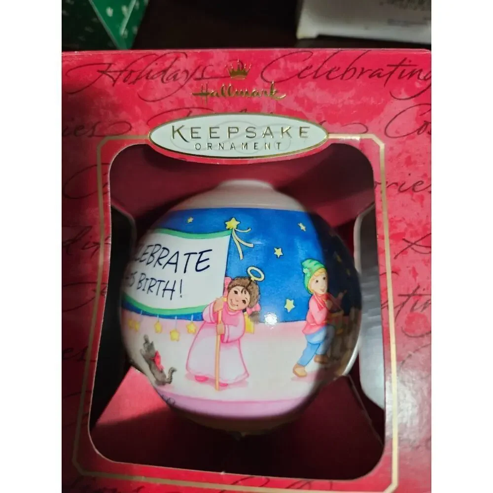 Vintage Hallmark Keepsake Ornament 2000 Celebrate His Birth! Glass Ball Ornament